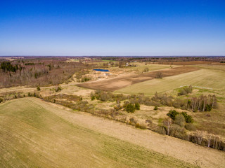 Fototapeta premium drone image. aerial view of rural area with fields and forests