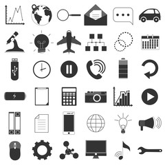 Vector set of business icons for creating and maintaining a project