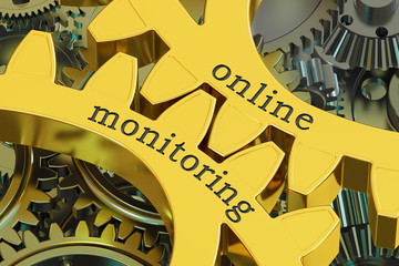 online monitoring concept on the gearwheels, 3D rendering