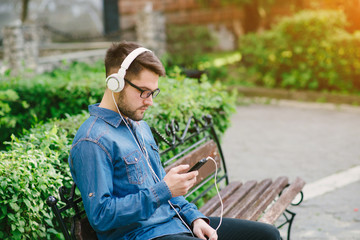 Fototapeta premium guy with headphones