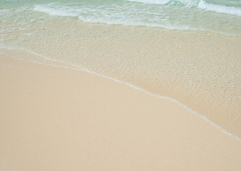 Fototapeta na wymiar sandy beach and clear transparent sea wave