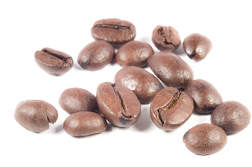 Beans of coffe on white background