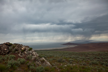 Fototapeta na wymiar Raining Over Salt Lake