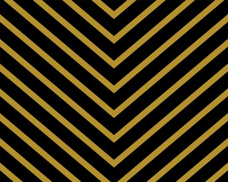 Chevron pattern wallpaper design set in gold and black. Seamless vector texture paper background.