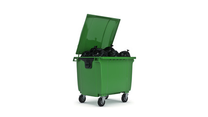 Green garbage containers. 3d rendering