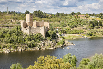 Fototapeta na wymiar Castle of Almourol in the middle of Tagus River, Vila Nova da Barquinha, district of Santarem, Portugal