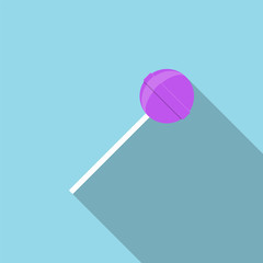 Lollipop with long shadow illustration in flat style. Vector