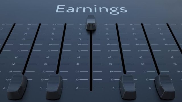 Sliding fader with earnings inscription. Conceptual 4K clip
