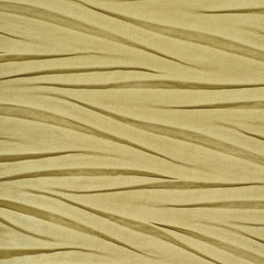 Yellow Golden Crumpled Synthetic textile, Creased Polyester Fabric Detail, Vertical Decorative Wrinkled Texture Pattern, Bright Large Detailed Textured Swatch Background, Gentle Bokeh Accents