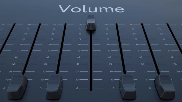 Sliding fader with volume inscription. Conceptual 4K clip