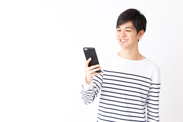 portrait of young asian man isolated on white background