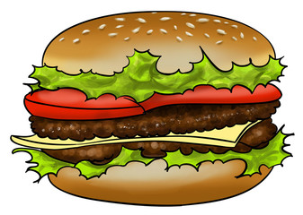 hamburger steak salade, fromage, tomate