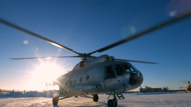Mi-8 helicopter during the parking