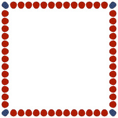 Obraz premium Raspberry square frame with blackberry corners. 