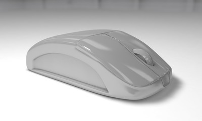 Mouse on white blur background, 3d render