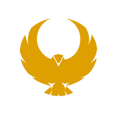 Bird of prey swooping logo or emblem.
