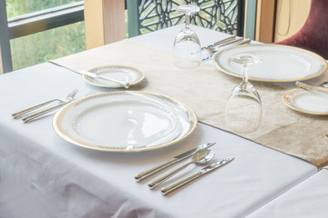Modern tableware on table contemporary