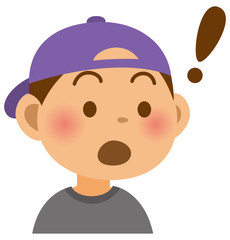 小学生　男の子　表情　ビックリ