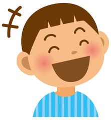 小学生　男の子　表情　笑う