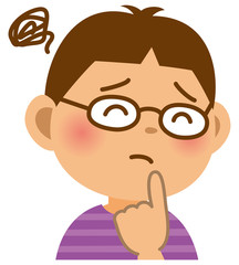 小学生　男の子　表情　悩む