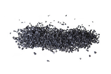 Pile of Carbon charcoal on white background