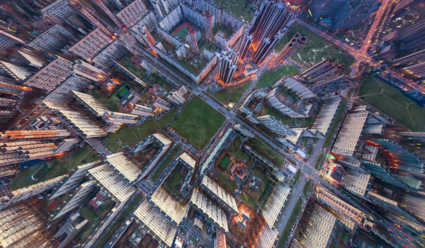 City landscape from a height. Megapolis.