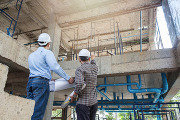 Fototapeta premium Architects, In construction site engineer.
