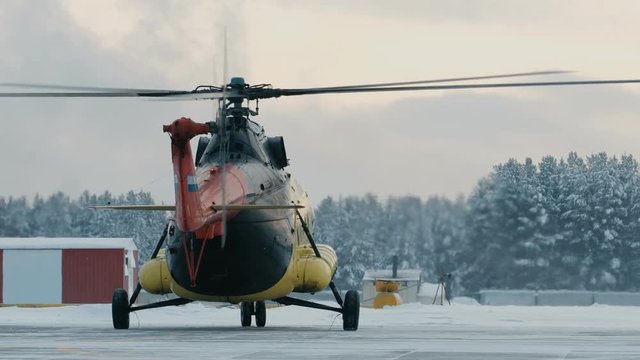 Mi-8 helicopter during the parking