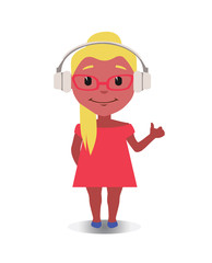 Happy, Smiling and Laughing Avatar of Cartoon Character in Flat Vector - Use as Emoji, Mascot or Emoticon Young Female Showing Thumbs Up Illustration Isolated on White Background