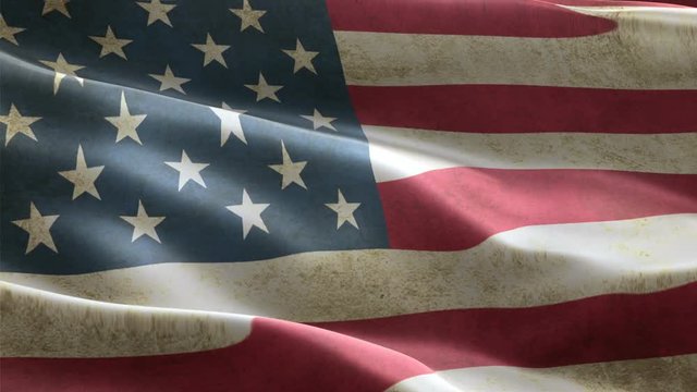 USA flag waving in the wind highly detailed fabric texture perfect background animation shots seamless looping
