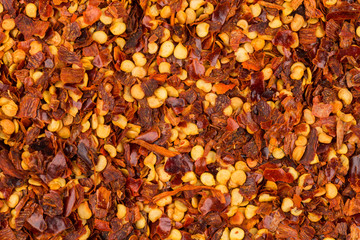 Pile of a crushed red pepper