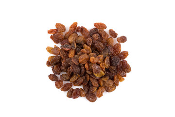 Sweet raisins on white