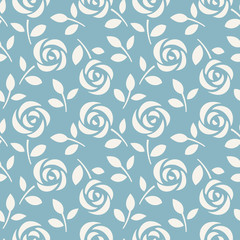 Modèle sans couture avec des roses abstraites sur fond bleu. Illustration vectorielle. Fond d& 39 écran avec de jolies fleurs