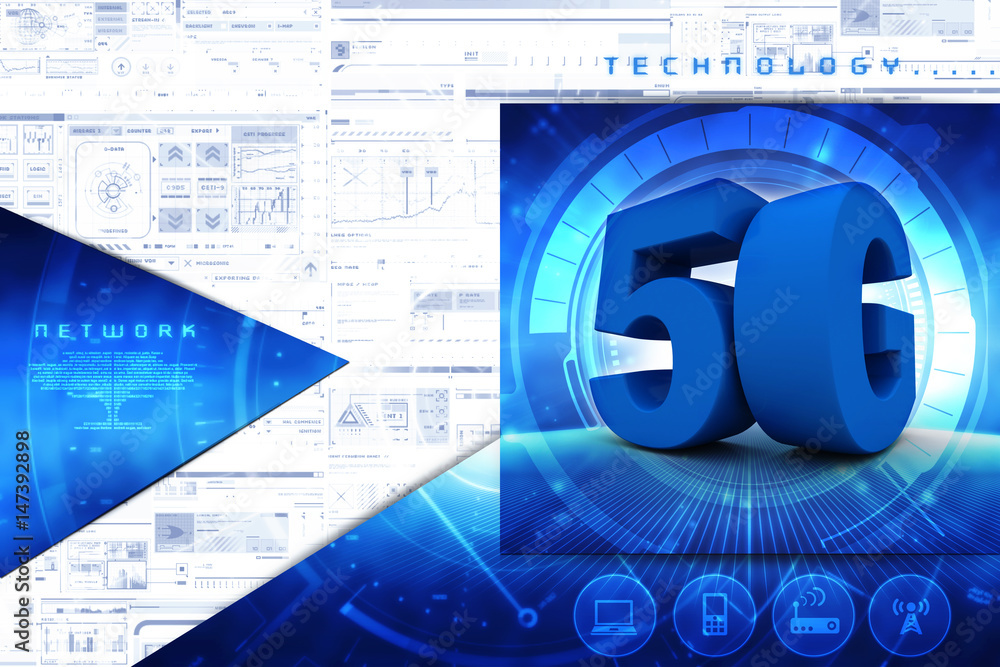 Aufkleber 3d rendering 5g network 5g connection