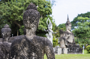 Fototapeta na wymiar Stone sculptures in Buddha Park, Vientiane Prefecture, Laos