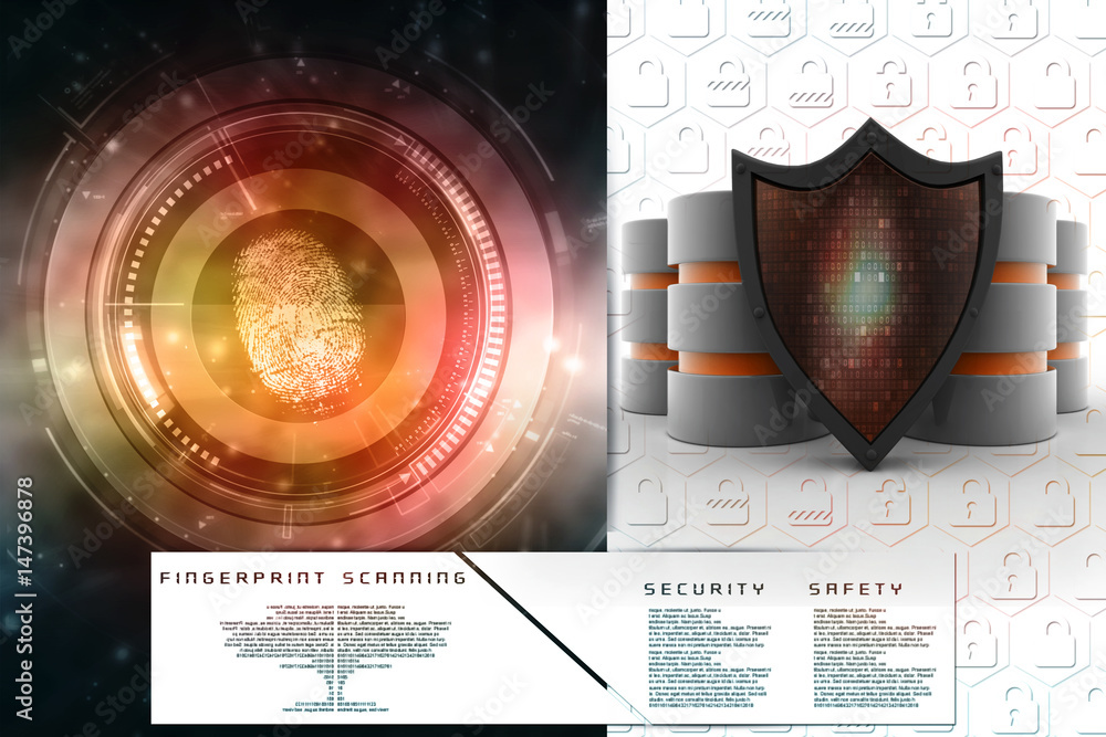Poster 3d rendering database and computer data security concept