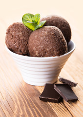 Sorbet of banana chocolate