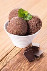 Sorbet of banana chocolate with mint
