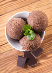Sorbet of banana chocolate with mint