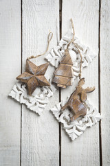 wooden decoration on wooden background