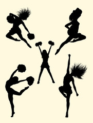 Happy dancer, cheerleader silhouette. Good use for symbol, logo, web icon, mascot, sign, or any design you want.