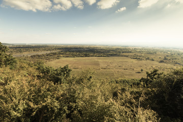Beautiful autumn mountain landscape in Kakheti. Georgia. Toned