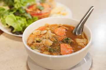 Sour soup made of Tamarind paste/Thailand Food of  Vegetarian , No meat
