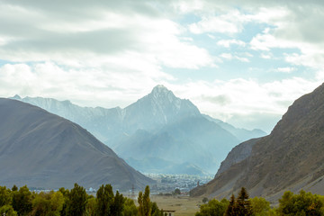 Beautiful mountain landscape in Georgia. Toned