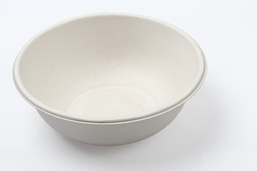 Biodegradable bowl isolated on white with clipping path