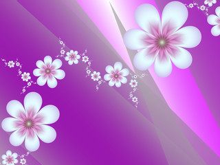 Abstract garland of flowers on a purple background