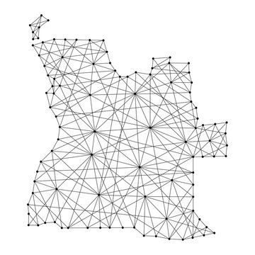 recommend clip art: Map of Angola from polygonal black lines and dots of vector illustration