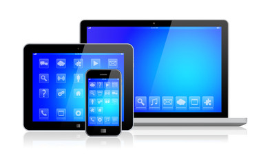 Laptop, tablet pc and smartphone