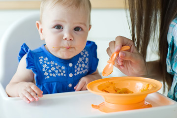 A little baby eats  