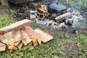 baked potatoes in the fire